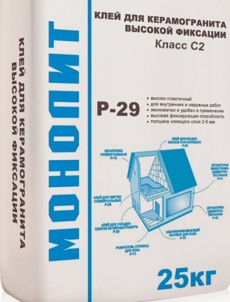 Р-29 Клей для керамогранита высокой фиксации (класс С2) 25 кг.